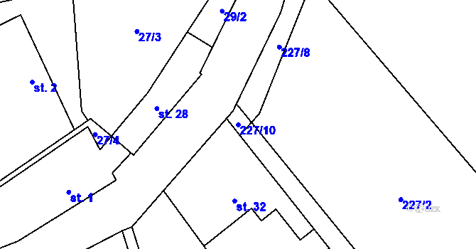 Parcela st. 227/10 v KÚ Veselí u Mohelnice, Katastrální mapa
