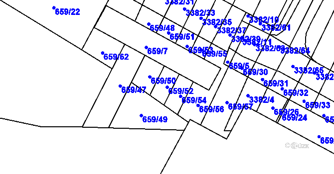 Parcela st. 659/52 v KÚ Veselí nad Lužnicí, Katastrální mapa