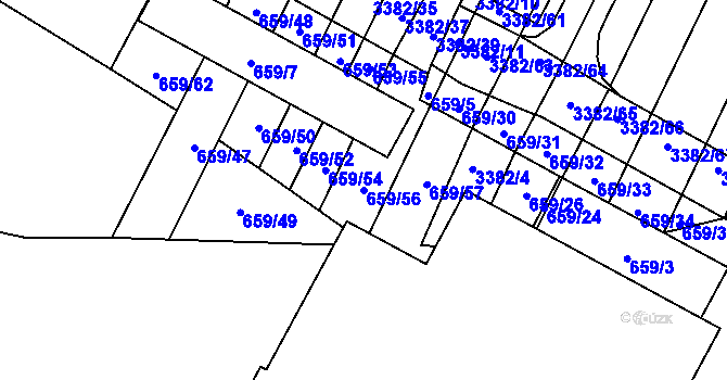 Parcela st. 659/56 v KÚ Veselí nad Lužnicí, Katastrální mapa