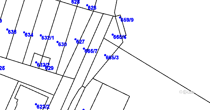 Parcela st. 665/3 v KÚ Veselí nad Lužnicí, Katastrální mapa