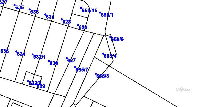 Parcela st. 665/4 v KÚ Veselí nad Lužnicí, Katastrální mapa
