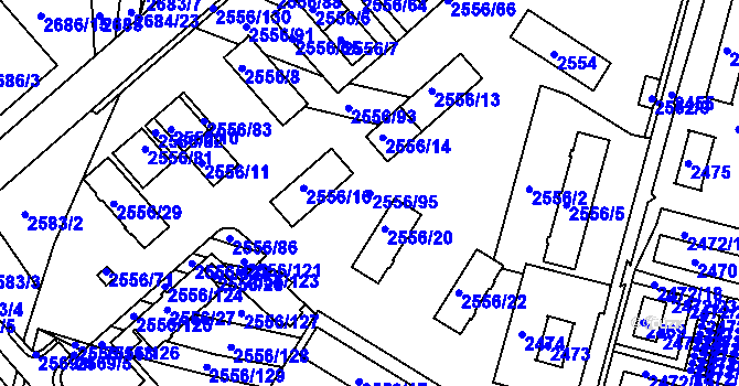 Parcela st. 2556/95 v KÚ Veselí nad Lužnicí, Katastrální mapa