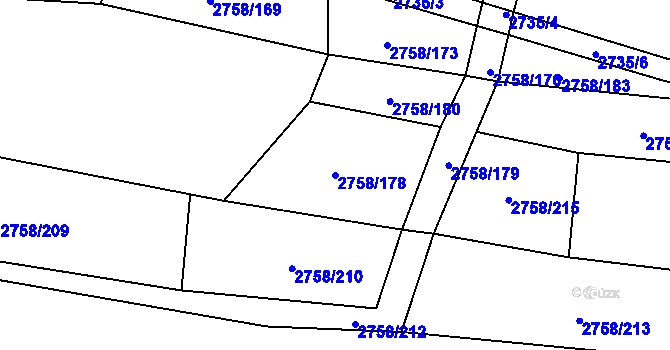 Parcela st. 2758/178 v KÚ Veselí nad Lužnicí, Katastrální mapa