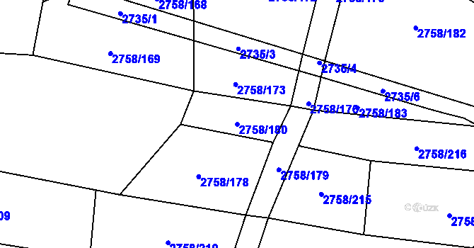 Parcela st. 2758/180 v KÚ Veselí nad Lužnicí, Katastrální mapa