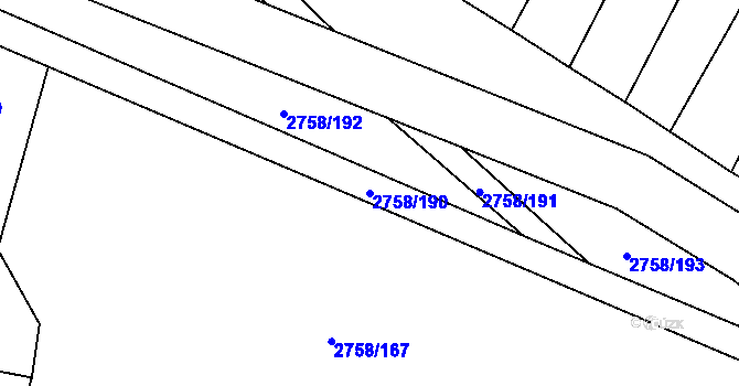 Parcela st. 2758/190 v KÚ Veselí nad Lužnicí, Katastrální mapa