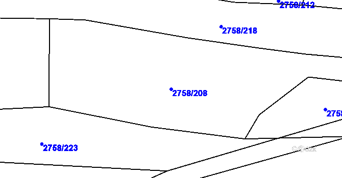 Parcela st. 2758/208 v KÚ Veselí nad Lužnicí, Katastrální mapa