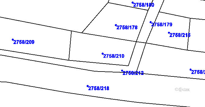 Parcela st. 2758/210 v KÚ Veselí nad Lužnicí, Katastrální mapa