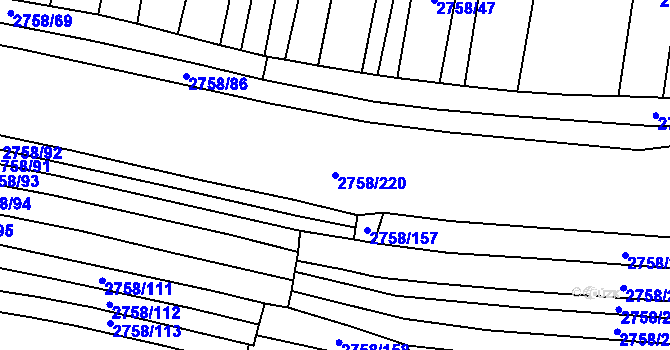 Parcela st. 2758/220 v KÚ Veselí nad Lužnicí, Katastrální mapa