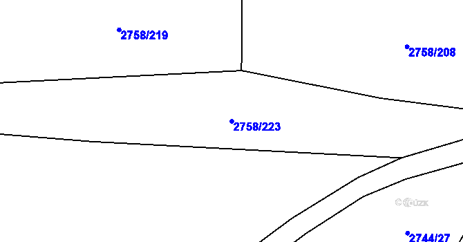 Parcela st. 2758/223 v KÚ Veselí nad Lužnicí, Katastrální mapa