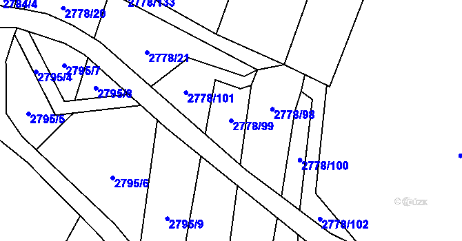 Parcela st. 2778/99 v KÚ Veselí nad Lužnicí, Katastrální mapa