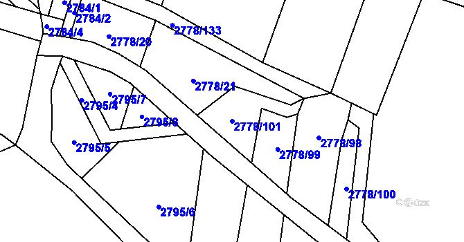 Parcela st. 2778/101 v KÚ Veselí nad Lužnicí, Katastrální mapa