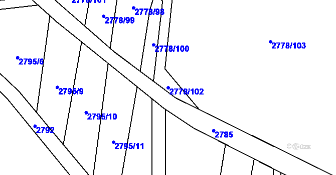 Parcela st. 2778/102 v KÚ Veselí nad Lužnicí, Katastrální mapa