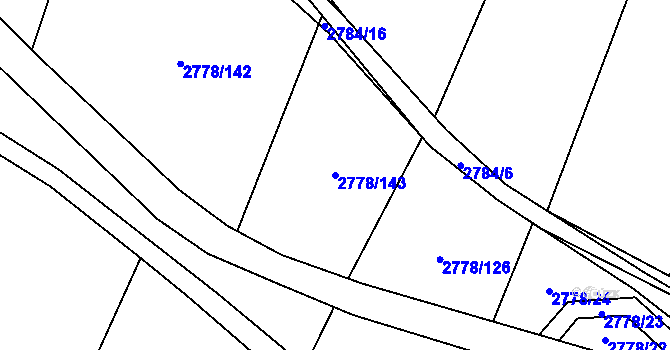Parcela st. 2778/143 v KÚ Veselí nad Lužnicí, Katastrální mapa