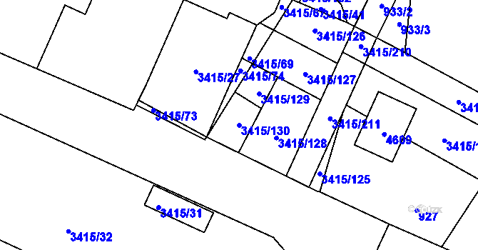 Parcela st. 3415/130 v KÚ Veselí nad Lužnicí, Katastrální mapa