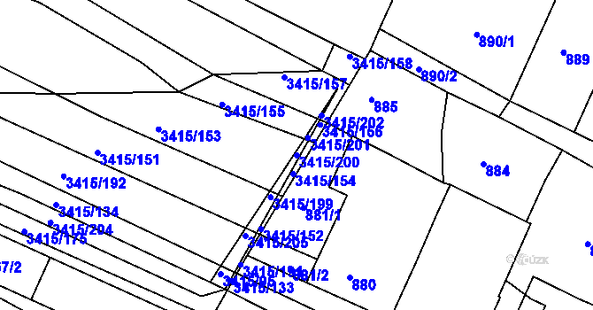 Parcela st. 3415/200 v KÚ Veselí nad Lužnicí, Katastrální mapa