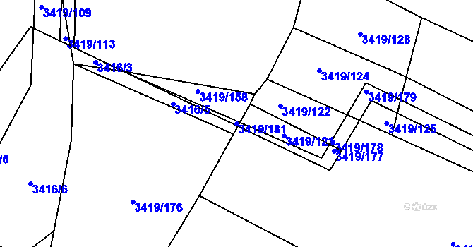 Parcela st. 3419/181 v KÚ Veselí nad Lužnicí, Katastrální mapa