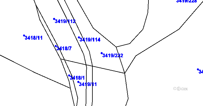 Parcela st. 3419/232 v KÚ Veselí nad Lužnicí, Katastrální mapa