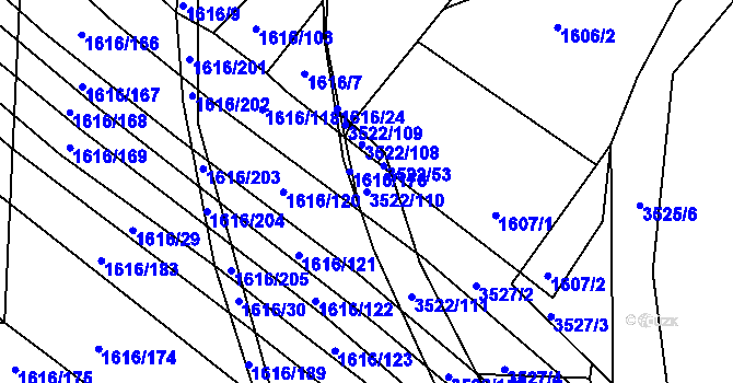 Parcela st. 3522/110 v KÚ Veselí nad Lužnicí, Katastrální mapa