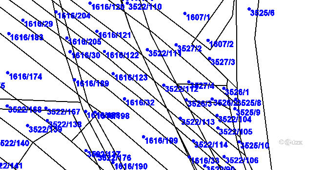 Parcela st. 3522/112 v KÚ Veselí nad Lužnicí, Katastrální mapa