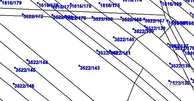 Parcela st. 3522/142 v KÚ Veselí nad Lužnicí, Katastrální mapa
