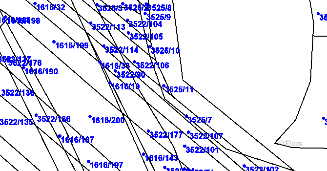 Parcela st. 3525/11 v KÚ Veselí nad Lužnicí, Katastrální mapa