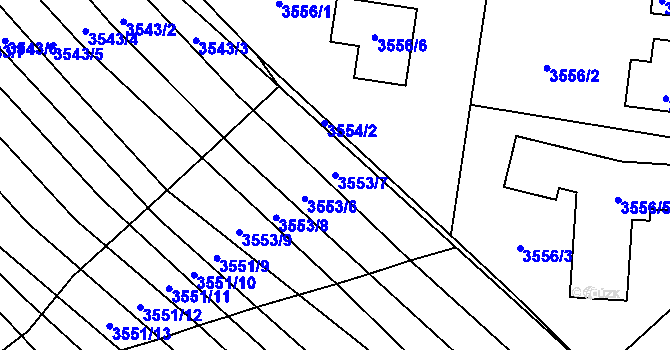 Parcela st. 3553/7 v KÚ Veselí nad Lužnicí, Katastrální mapa