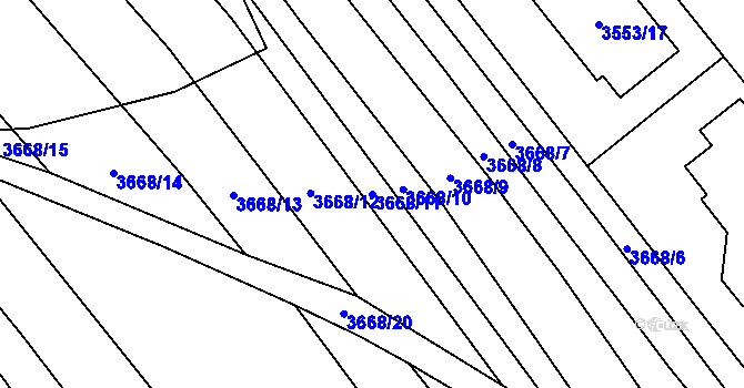 Parcela st. 3668/11 v KÚ Veselí nad Lužnicí, Katastrální mapa