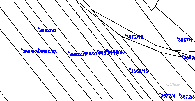 Parcela st. 3668/19 v KÚ Veselí nad Lužnicí, Katastrální mapa