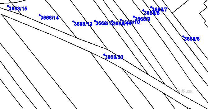 Parcela st. 3668/20 v KÚ Veselí nad Lužnicí, Katastrální mapa