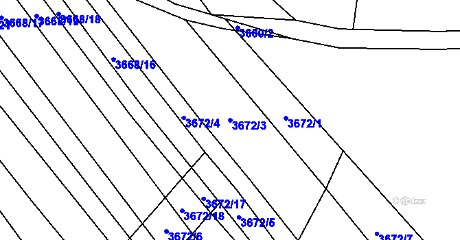 Parcela st. 3672/3 v KÚ Veselí nad Lužnicí, Katastrální mapa