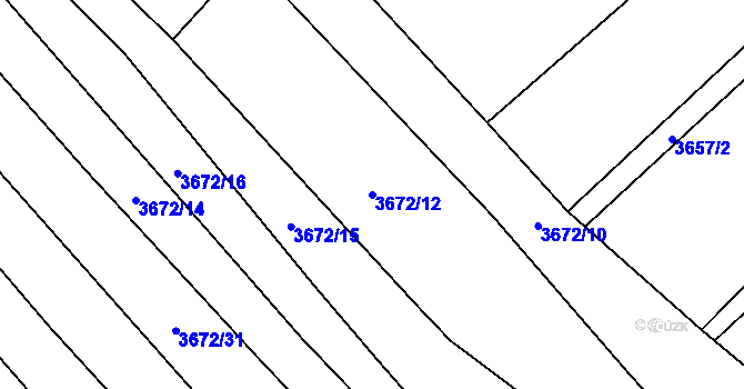 Parcela st. 3672/12 v KÚ Veselí nad Lužnicí, Katastrální mapa