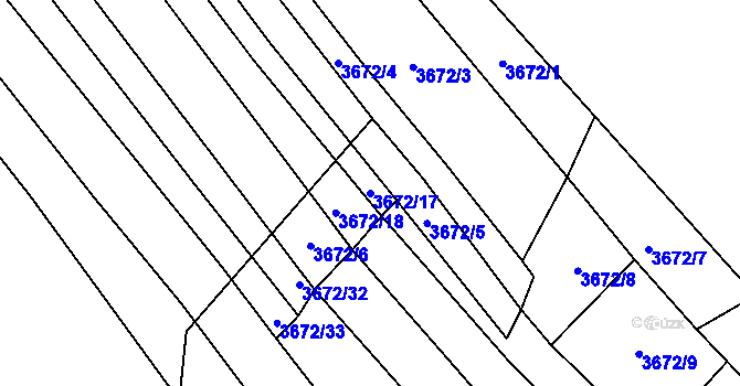 Parcela st. 3672/17 v KÚ Veselí nad Lužnicí, Katastrální mapa