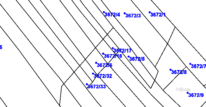Parcela st. 3672/18 v KÚ Veselí nad Lužnicí, Katastrální mapa