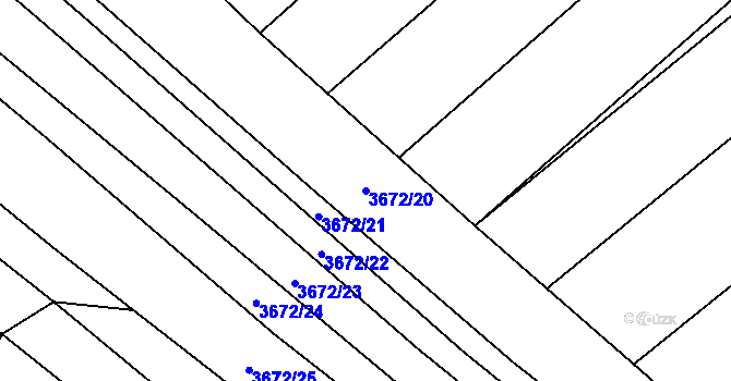 Parcela st. 3672/20 v KÚ Veselí nad Lužnicí, Katastrální mapa