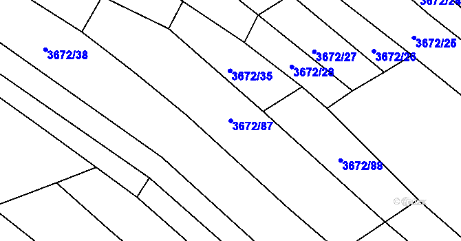Parcela st. 3672/87 v KÚ Veselí nad Lužnicí, Katastrální mapa