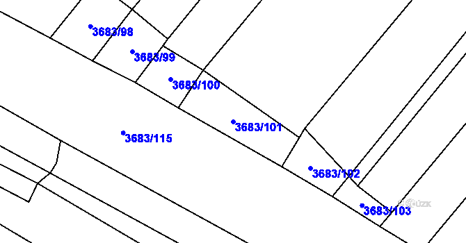 Parcela st. 3683/101 v KÚ Veselí nad Lužnicí, Katastrální mapa