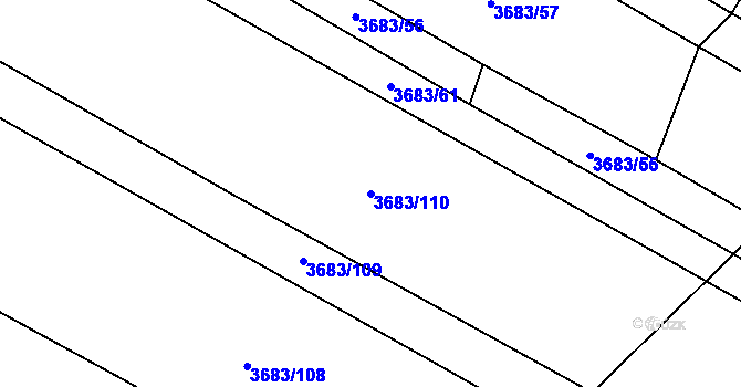 Parcela st. 3683/110 v KÚ Veselí nad Lužnicí, Katastrální mapa
