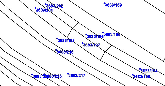 Parcela st. 3683/197 v KÚ Veselí nad Lužnicí, Katastrální mapa
