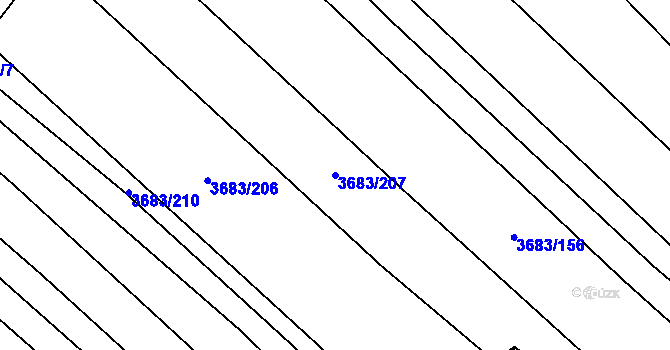 Parcela st. 3683/207 v KÚ Veselí nad Lužnicí, Katastrální mapa