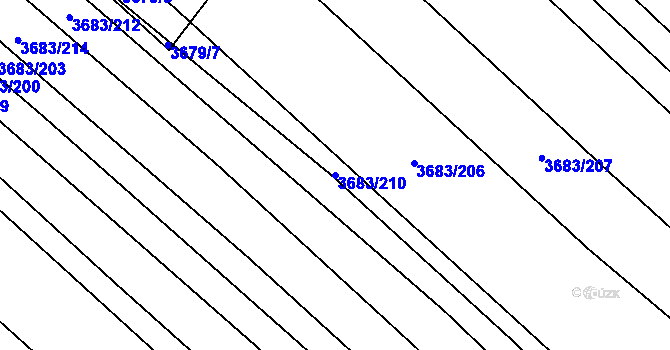 Parcela st. 3683/210 v KÚ Veselí nad Lužnicí, Katastrální mapa