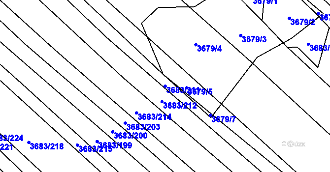 Parcela st. 3683/211 v KÚ Veselí nad Lužnicí, Katastrální mapa