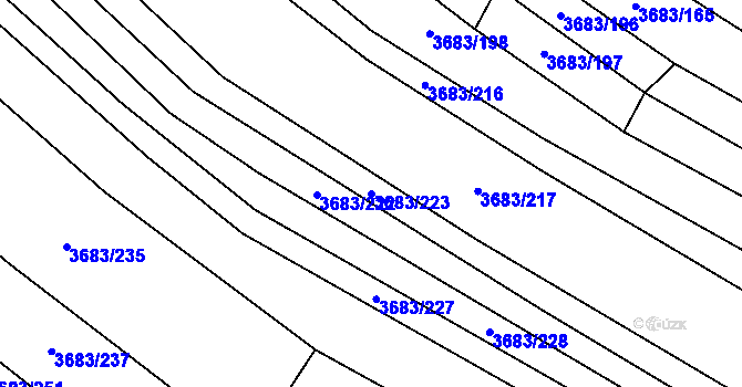 Parcela st. 3683/223 v KÚ Veselí nad Lužnicí, Katastrální mapa