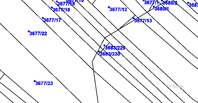 Parcela st. 3683/230 v KÚ Veselí nad Lužnicí, Katastrální mapa