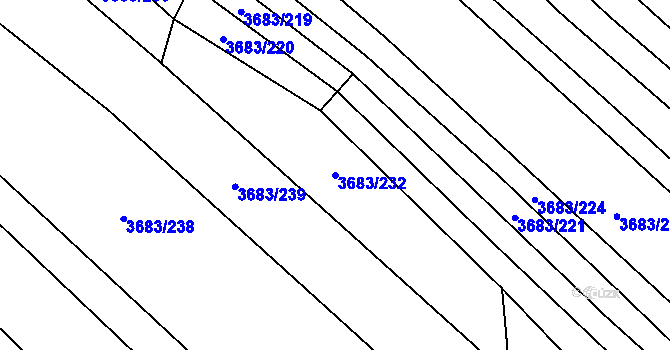 Parcela st. 3683/232 v KÚ Veselí nad Lužnicí, Katastrální mapa