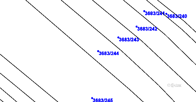 Parcela st. 3683/244 v KÚ Veselí nad Lužnicí, Katastrální mapa