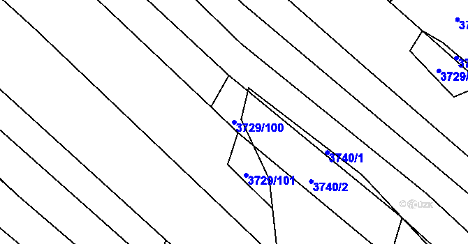 Parcela st. 3729/100 v KÚ Veselí nad Lužnicí, Katastrální mapa