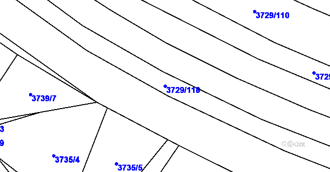 Parcela st. 3729/118 v KÚ Veselí nad Lužnicí, Katastrální mapa