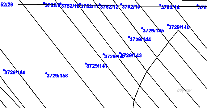 Parcela st. 3729/142 v KÚ Veselí nad Lužnicí, Katastrální mapa