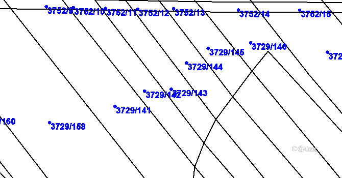 Parcela st. 3729/143 v KÚ Veselí nad Lužnicí, Katastrální mapa