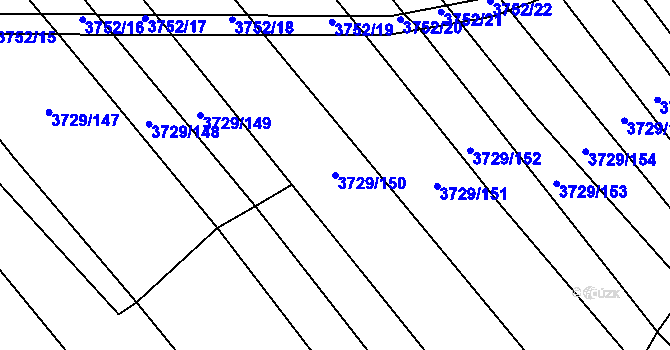 Parcela st. 3729/150 v KÚ Veselí nad Lužnicí, Katastrální mapa